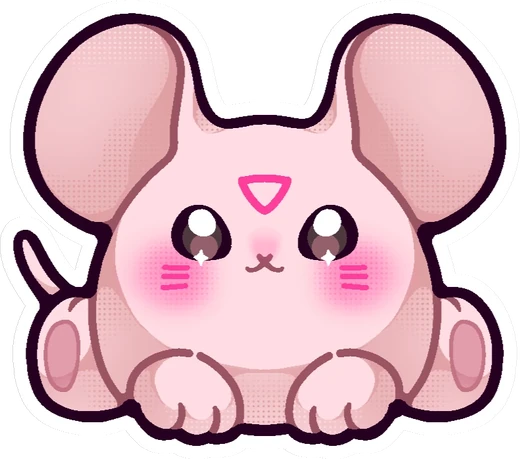 Mincey, a chubby pink mouse mascot